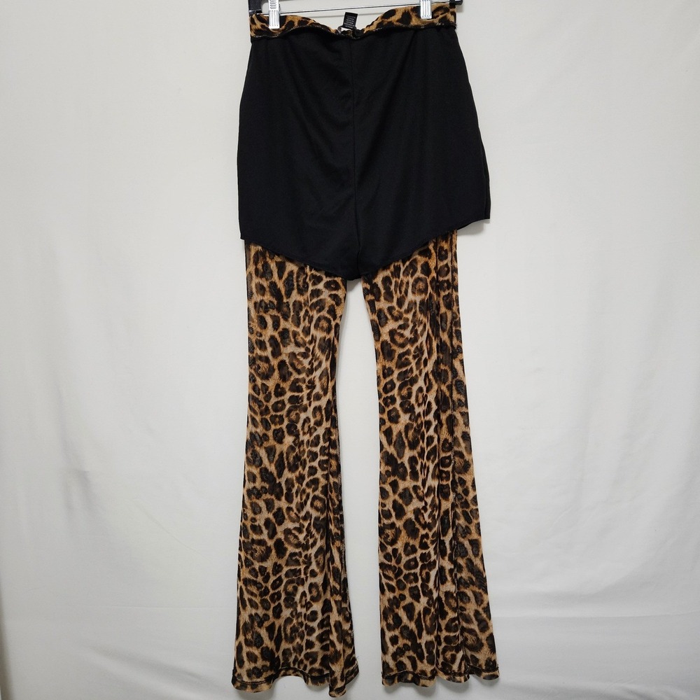 Forever 21 Leopard Print Flare Pants Y2K Indie Grunge Stretch Mesh ClubKidAlt 0X - Picture 5 of 8